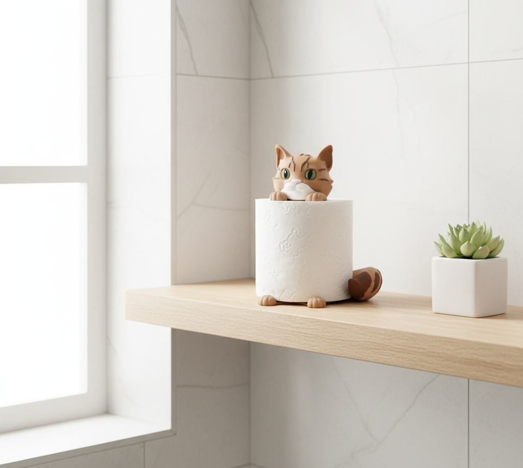 tabby bengal caramel toilet paper holder lifestyle magmoria