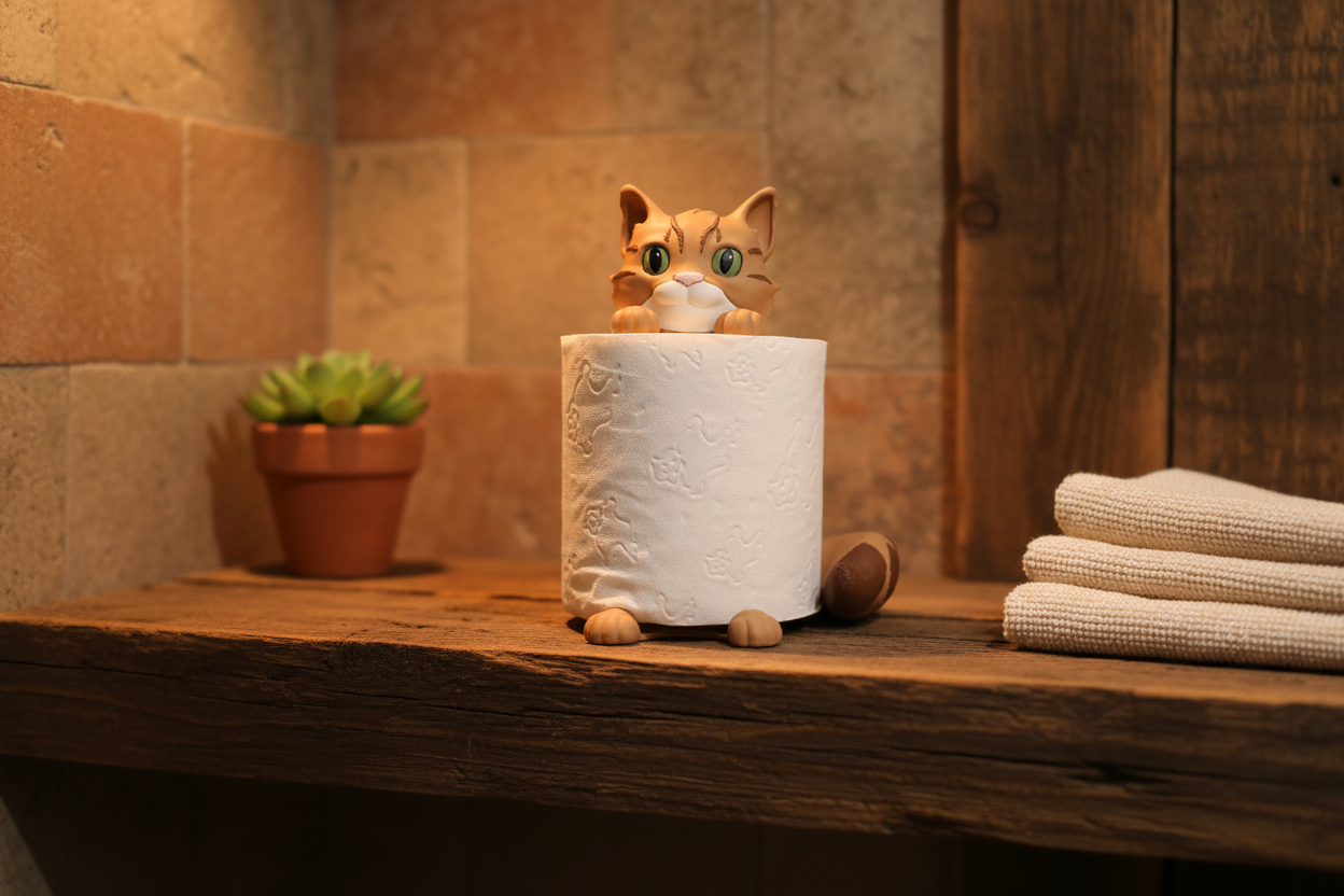 Funny Cat Toilet Paper Holder - Rustic Lifestyle